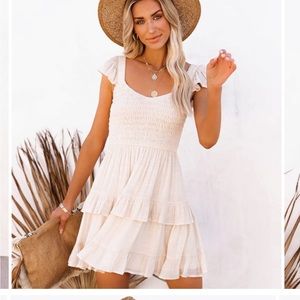 Vici Graham Smocked Ruffle Babydoll Dress